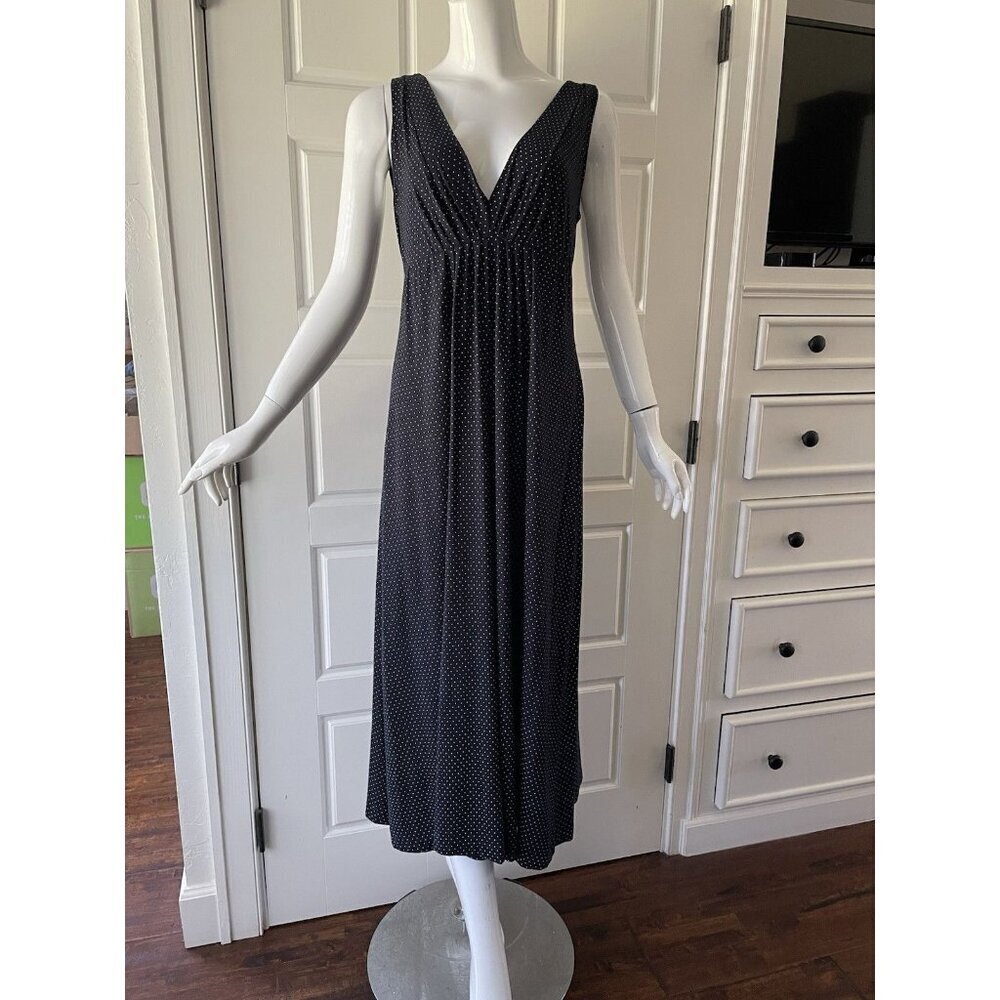 Vintage I. Magnin Maxi Empire Waist Dress Medium Summer Retro Polka dot 90’s